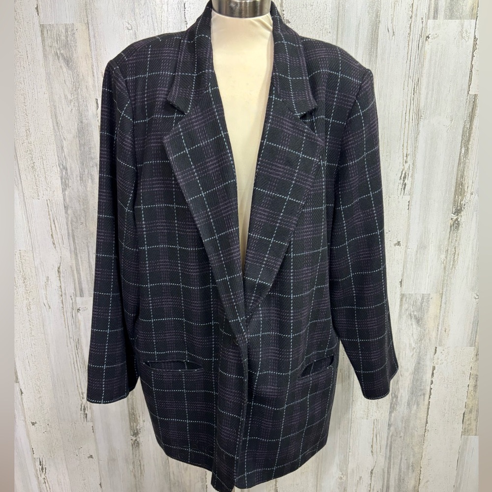 Sag Harbor Vintage Plus Size Wool Blend Plaid‎ Blazer
